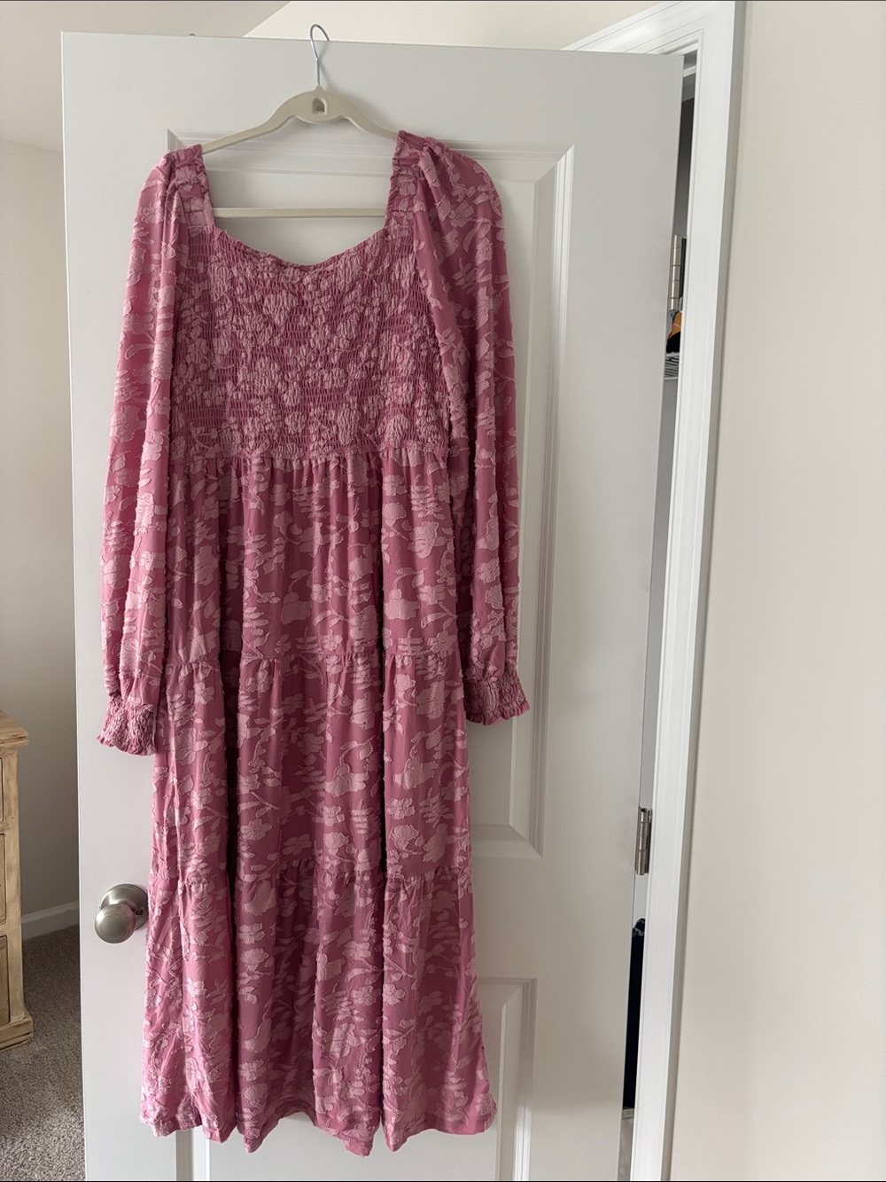 Floral Smocked Maxi Dress in Rose Pink